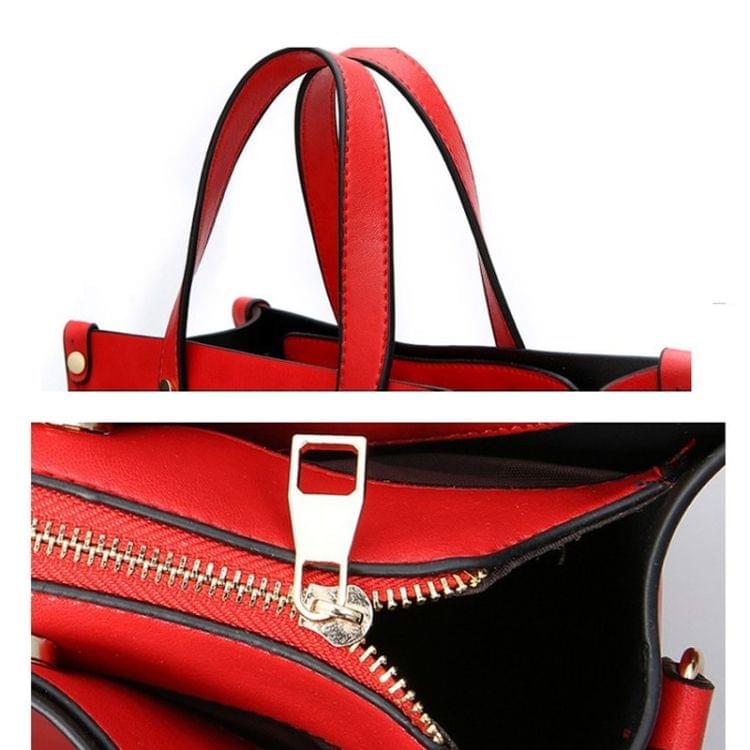 High Capacity Leisure Fashion PU Slant Shoulder Bag Handbag(Pink)