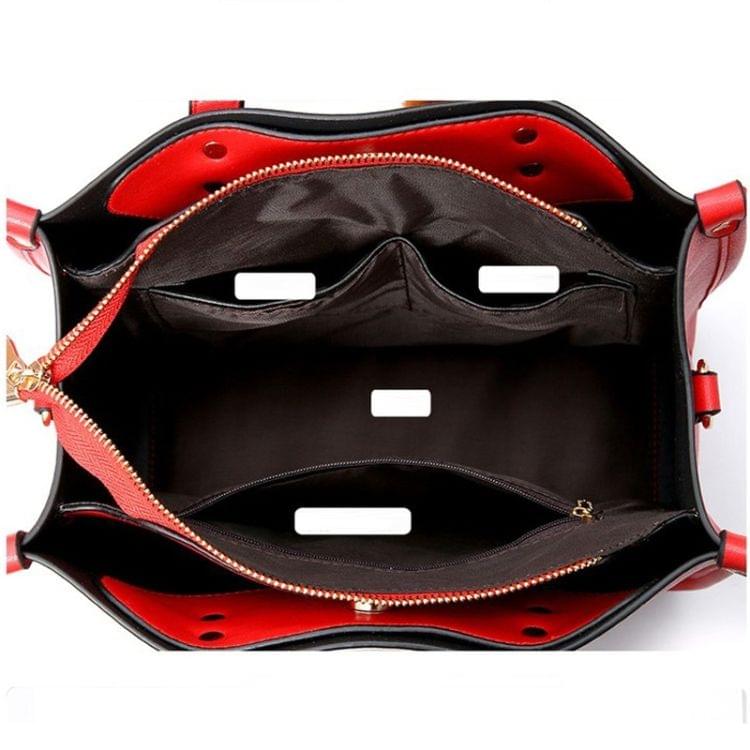 High Capacity Leisure Fashion PU Slant Shoulder Bag Handbag(Pink)