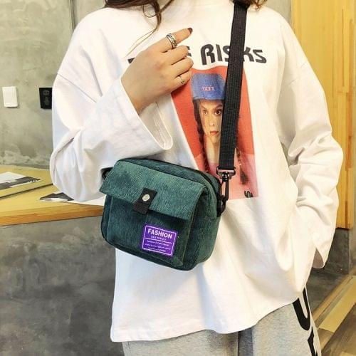 Corduroy Messenger Bag Fashion Plush Ladies Handbag Small Square Bag Mobile Phone Bag (Green)
