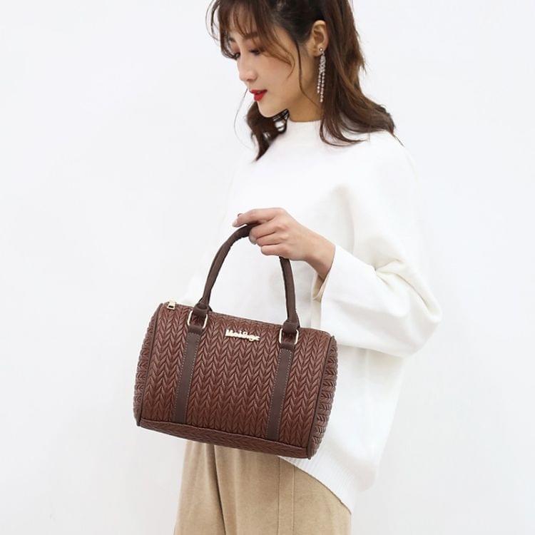 6 in 1 Weave Pattern PU Shoulder Bag Ladies Handbag Messenger Bag (Brown)