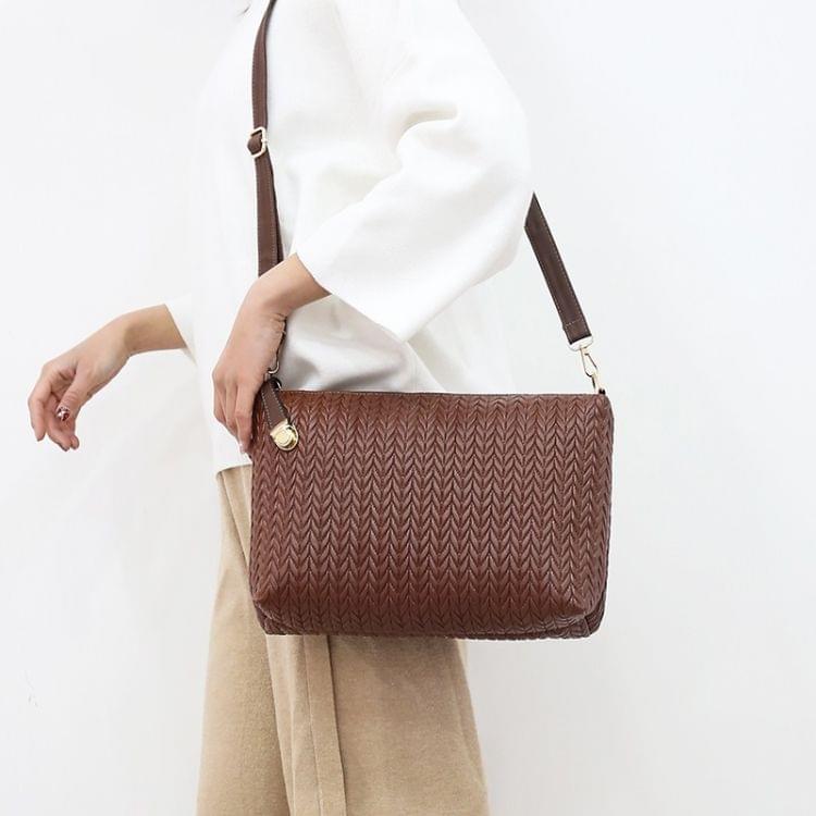 6 in 1 Weave Pattern PU Shoulder Bag Ladies Handbag Messenger Bag (Brown)