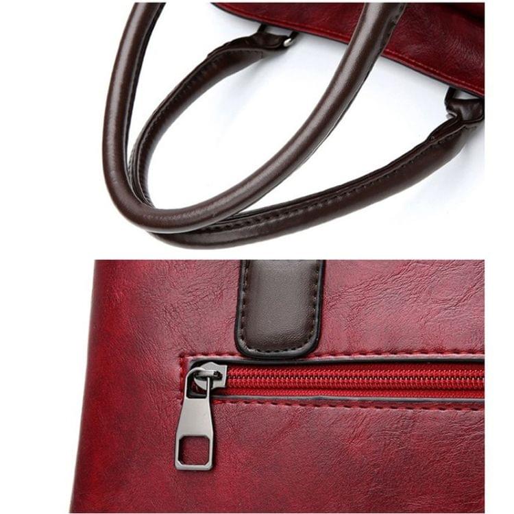 Unique Bottom Knitting Leisure Fashion PU Slant Shoulder Bag Handbag(Pink)