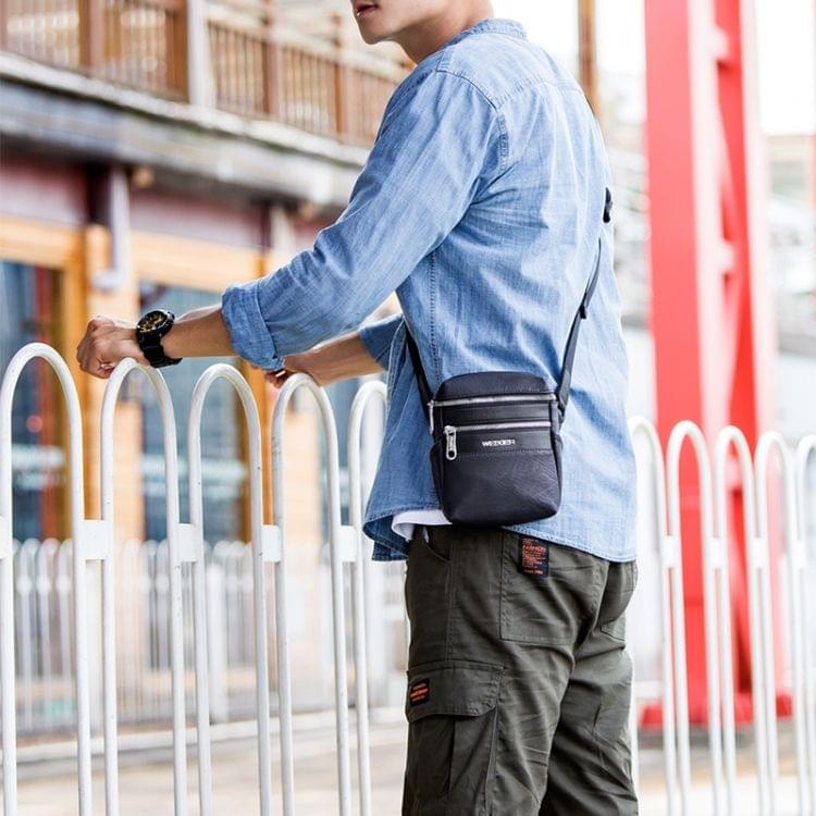 WEIXIER 8611 Double Zipper Waterproof Single Shoulder Bag Men Chest Bag(Blue)