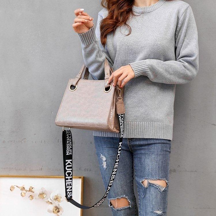 Crocodile PU Leather Single Shoulder Bag Ladies Handbag Messenger Bag (Khaki)
