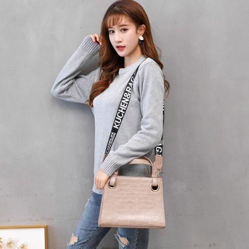 Crocodile PU Leather Single Shoulder Bag Ladies Handbag Messenger Bag (Khaki)