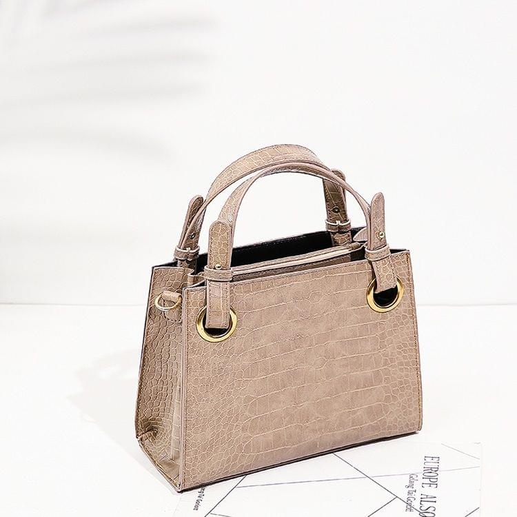 Crocodile PU Leather Single Shoulder Bag Ladies Handbag Messenger Bag (Khaki)