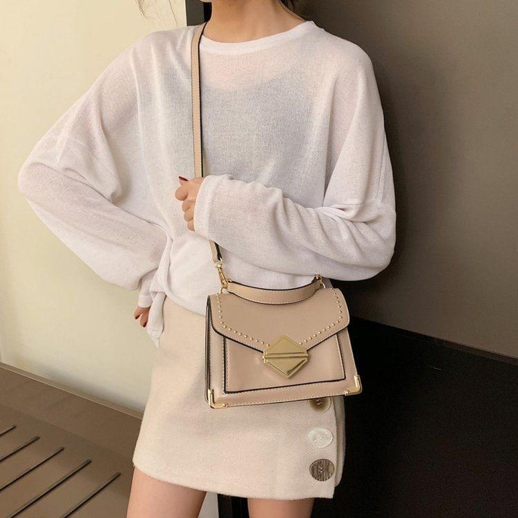 Leisure Fashion PU Leather Slant Shoulder Bag(Khaki)