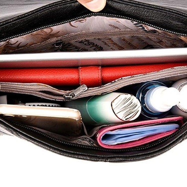 Inlaid Rhinestone Magnetic Buckle PU Leather Single Shoulder Bag Ladies Handbag Messenger Bag (Bronze)