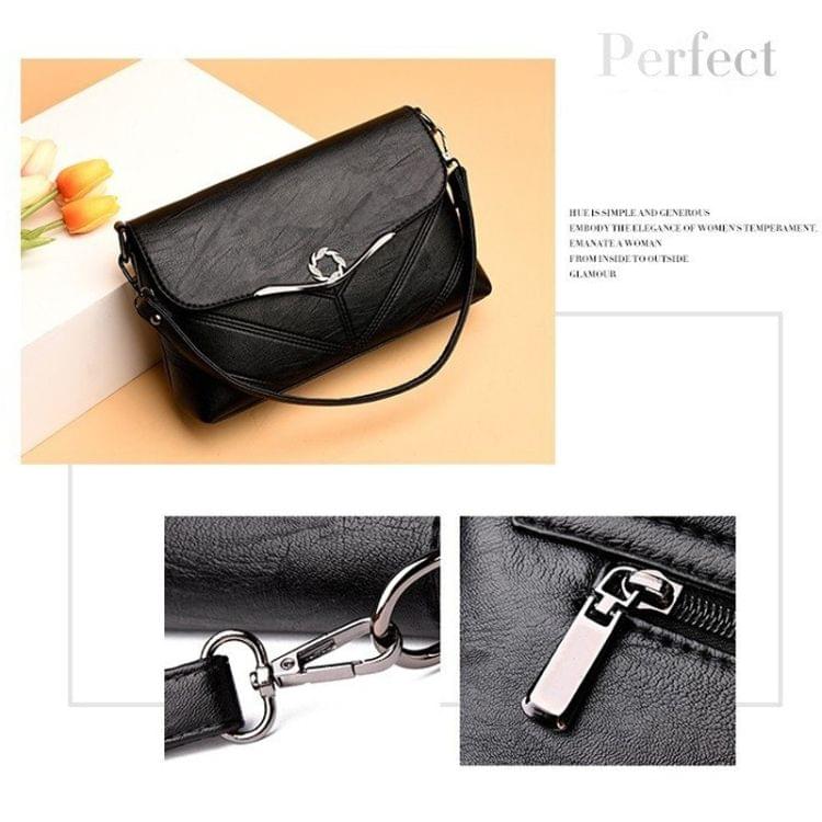 Inlaid Rhinestone Magnetic Buckle PU Leather Single Shoulder Bag Ladies Handbag Messenger Bag (Bronze)