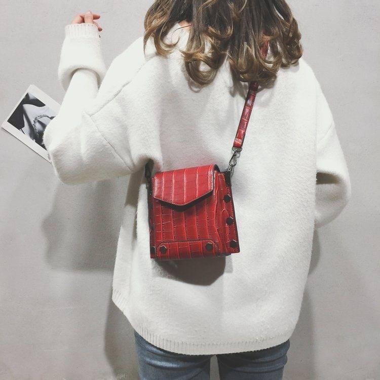 Snakeskin Texture Square PU Shoulder Bag Ladies Handbag Messenger Bag