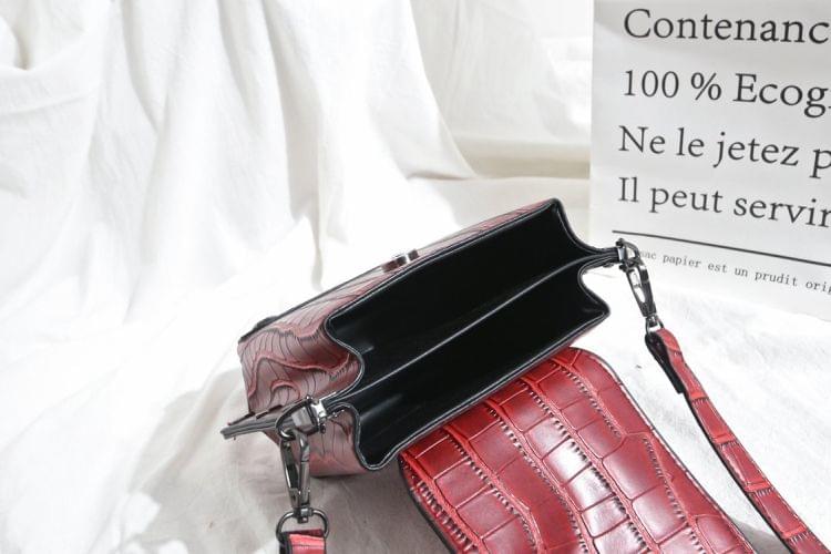 Snakeskin Texture Square PU Shoulder Bag Ladies Handbag Messenger Bag