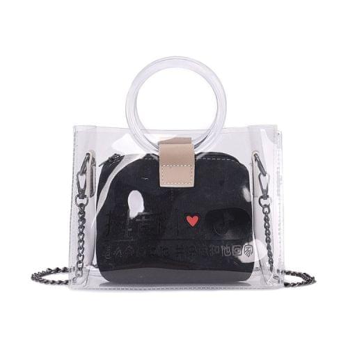 Leisure Fashion PVC Slant Shoulder Bag Handbag (Black)