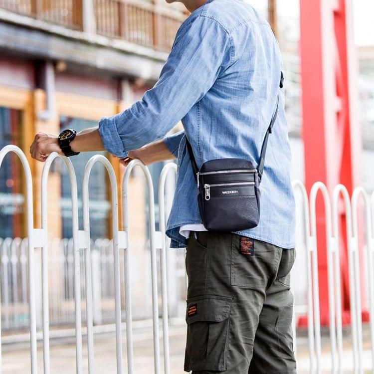 WEIXIER 8611 Double Zipper Waterproof Single Shoulder Bag Men Chest Bag(Dark Grey)