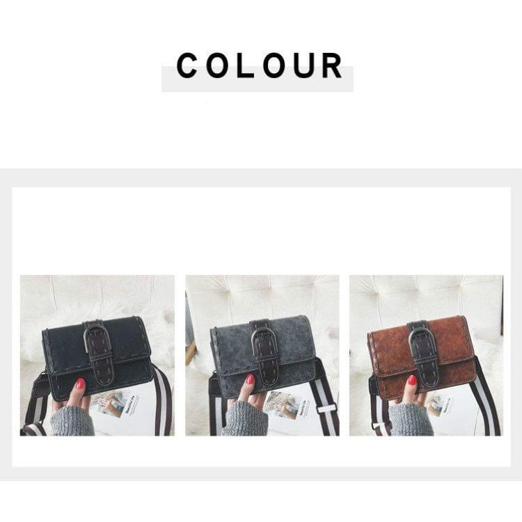 Retro Stitching PU Shoulder Bag Small Square Bag Ladies Handbag Messenger Bag (Brown)