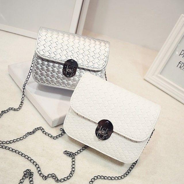 Chain Handbags Tide Small Square Package Women Shoulder Bag Messenger Bag(White)
