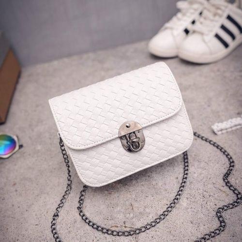 Chain Handbags Tide Small Square Package Women Shoulder Bag Messenger Bag(White)