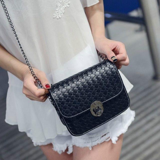 Chain Handbags Tide Small Square Package Women Shoulder Bag Messenger Bag(White)