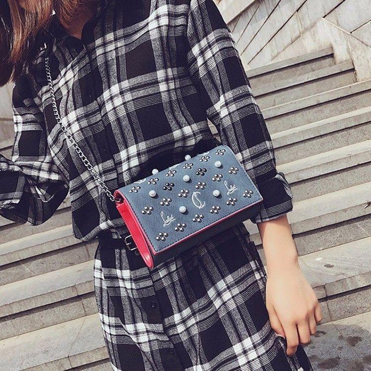 Fashion PU Leather Chain-strap Single Shoulder Bag Ladies Handbag Messenger Bag (Blue)