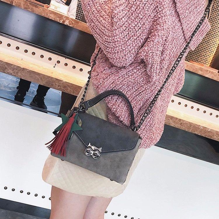 Fashion PU Leather Single Shoulder Bag Ladies Handbag Messenger Bag with Star Pendant (Grey)