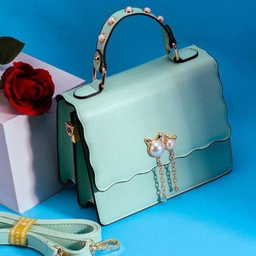 Pearl PU Leather Single Shoulder Bag Ladies Crossbody Handbag (Green)