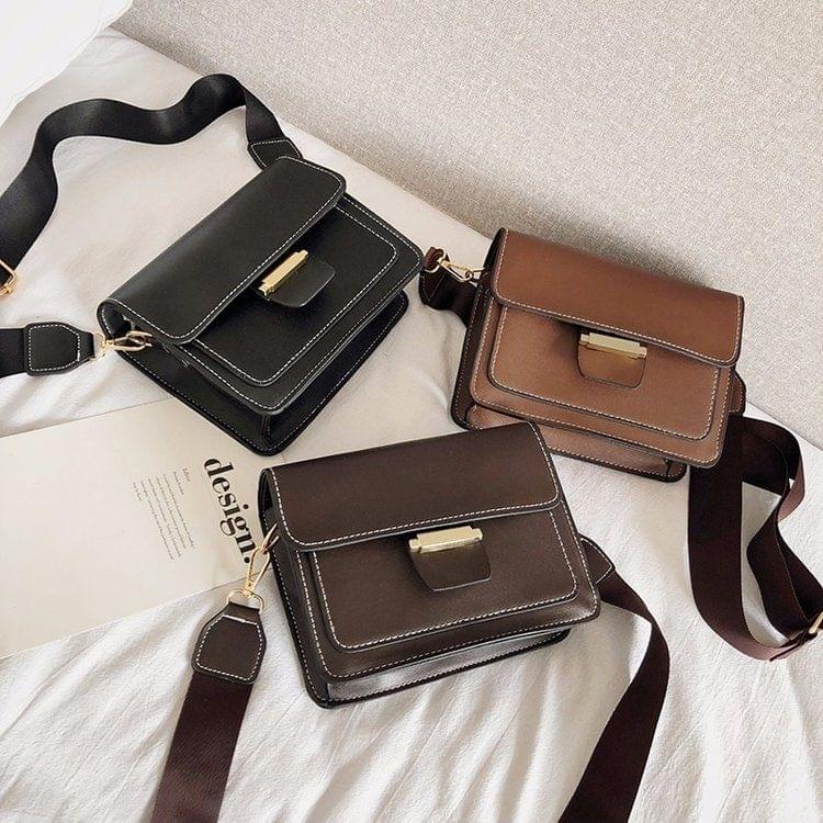 Magnetic Buckle PU Leather Single Shoulder Bag Ladies Handbag Messenger Bag (Black)