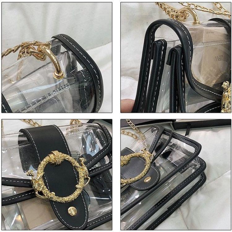 Clear Single Shoulder Bag Ladies Handbag Messenger Bag (Red)