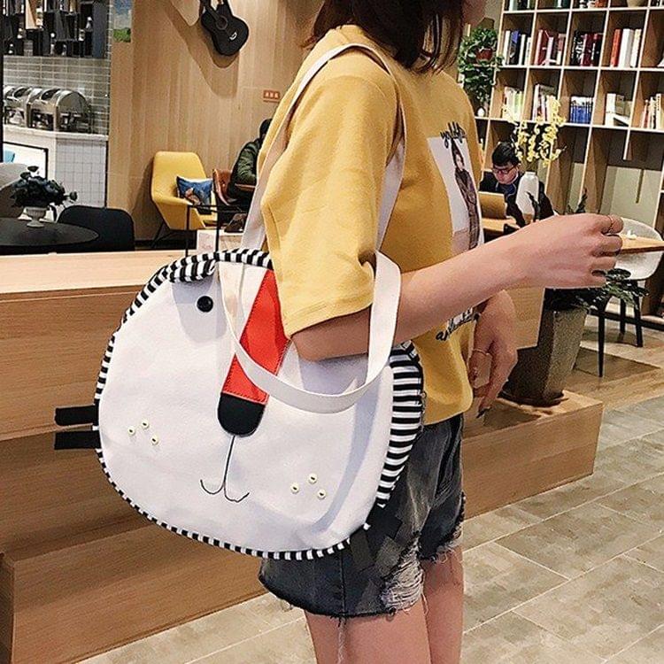 Cute Lion Shape Large Capacity Cavans Single Shoulder Bag Ladies Handbag (Black)