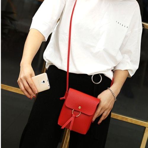 Leisure Fashion PU Leather Slant Shoulder Bag Handbag(Red)