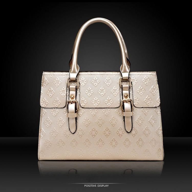 5 in 1 Diamond Texture PU Shoulder Bag Printed Flower Ladies Handbag Messenger Bag (Blue)