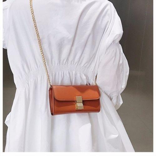 Lock Buckle PU Chain Single Shoulder Bag Ladies Handbag Messenger Bag (Brown)