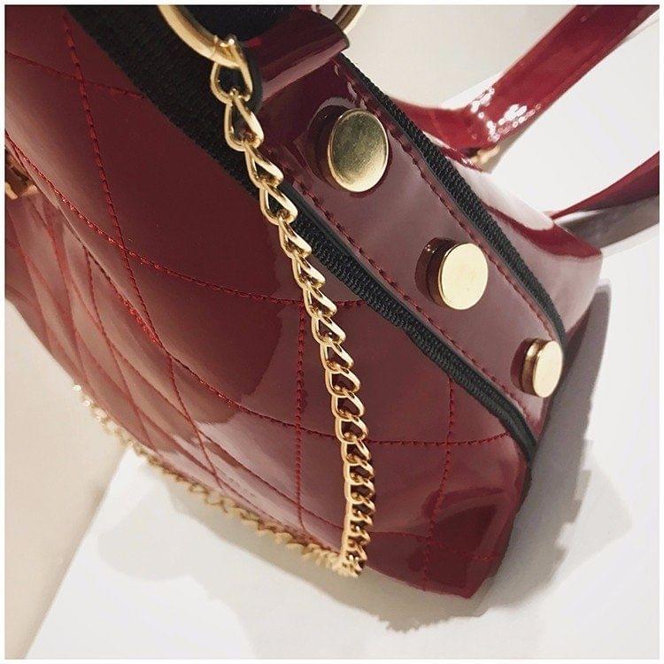 Rhombus Texture Lock Buckle PU Leather Single Shoulder Bag Ladies Handbag Messenger Bag (White)