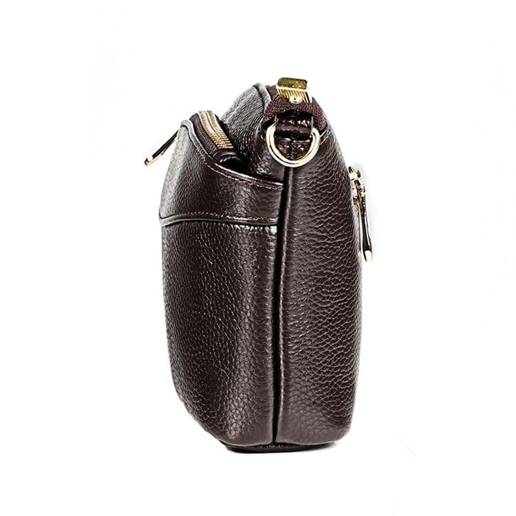 6025 Casual Litchi Texture Soft Face Genuine Leather Shoulder Shell Shape Bag for Ladies(Black)