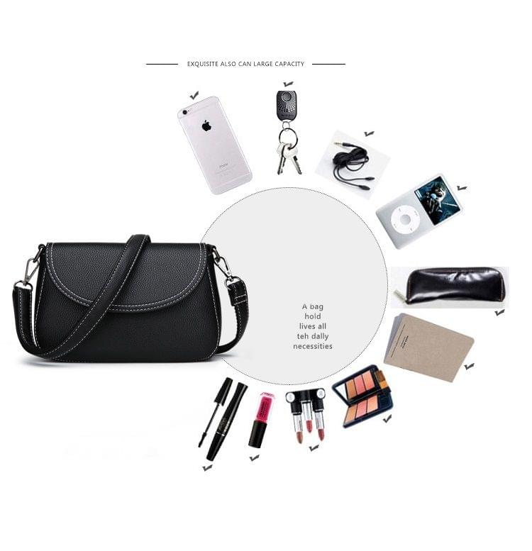 PU Leather Casual Shoulder Bag Messenger Bag Ladies Handbag (Grey)