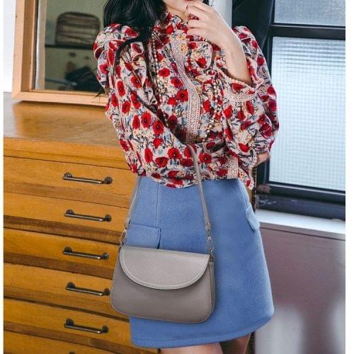 PU Leather Casual Shoulder Bag Messenger Bag Ladies Handbag (Grey)