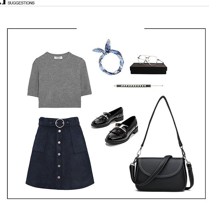 PU Leather Casual Shoulder Bag Messenger Bag Ladies Handbag (Grey)