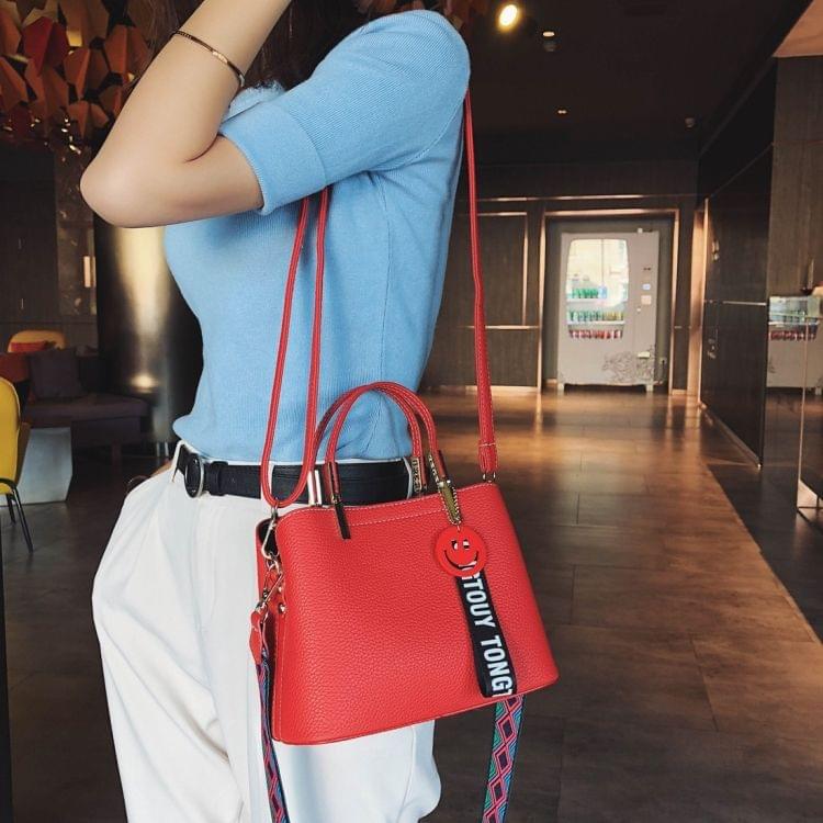 Double-Shoulder Straps PU Leather Single Shoulder Bag Messenger Bag Ladies Handbag (Red)