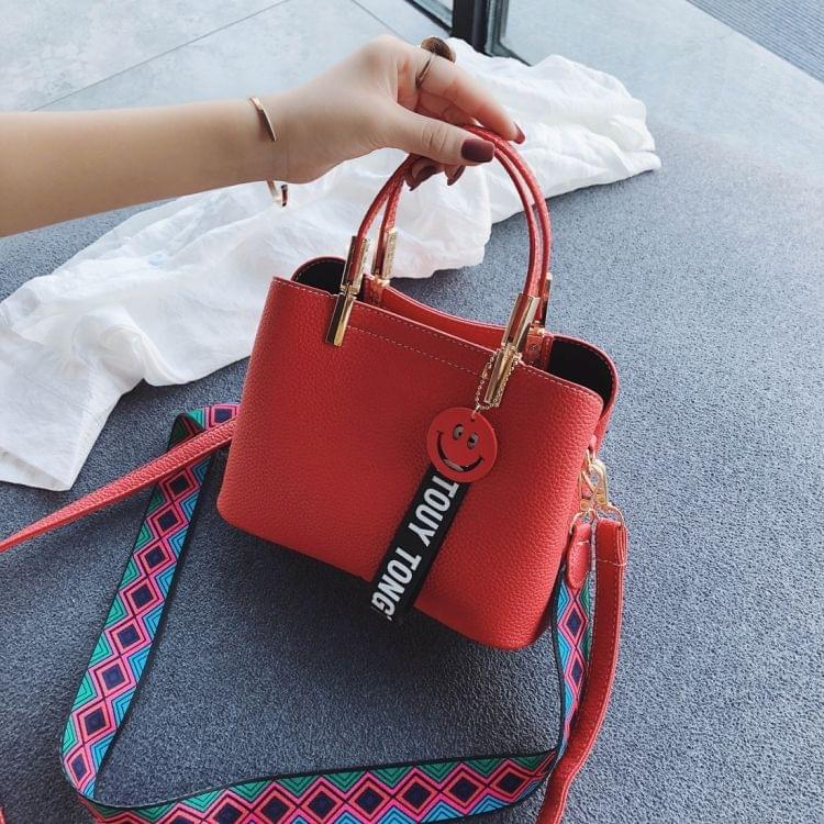 Double-Shoulder Straps PU Leather Single Shoulder Bag Messenger Bag Ladies Handbag (Red)