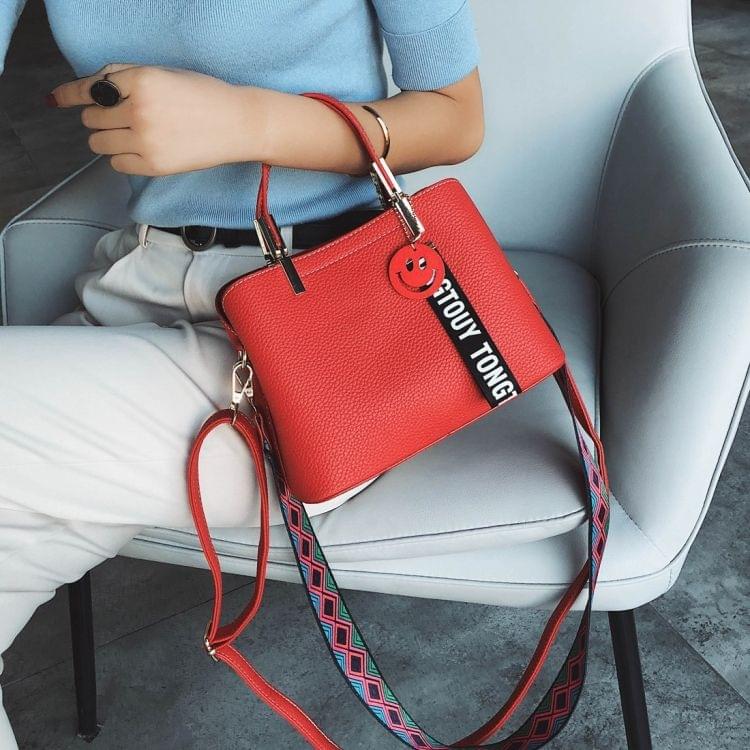 Double-Shoulder Straps PU Leather Single Shoulder Bag Messenger Bag Ladies Handbag (Red)