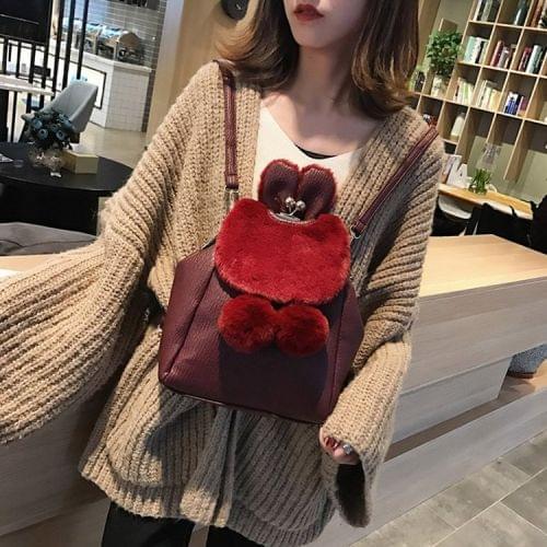Multi-function Leisure Fashion PU Leather Slant Shoulder Bag Double Shoulders Bag(Wine Red)