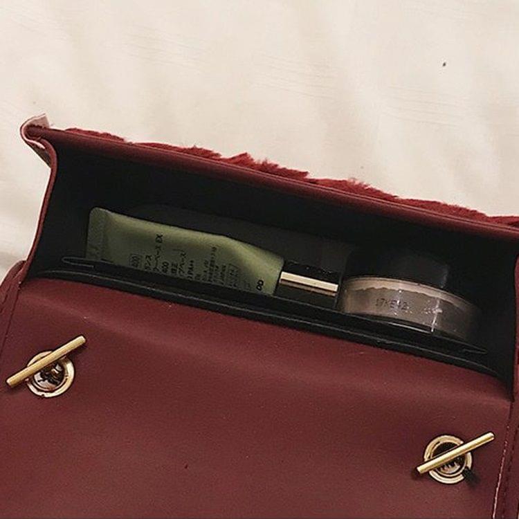 Tassel Plush Chain-strap Single Shoulder Bag Ladies Handbag Messenger Bag (Brown)