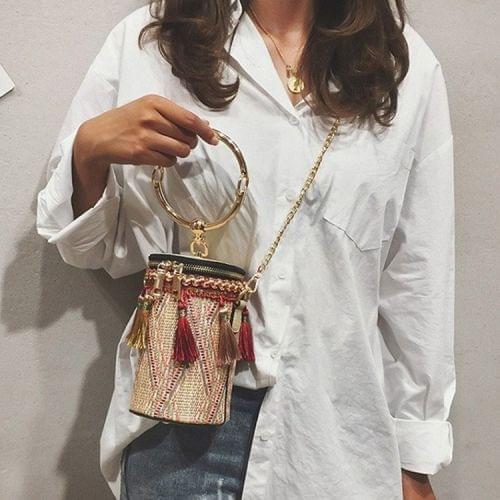 Cylinder Shape Casual Shoulder Bag Ladies Handbag Messenger Bag (Khaki)