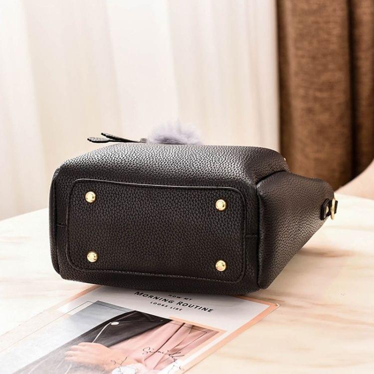 Leisure Fashion PU Slant Shoulder Bag Handbag with Plush Ball(Wine Red)