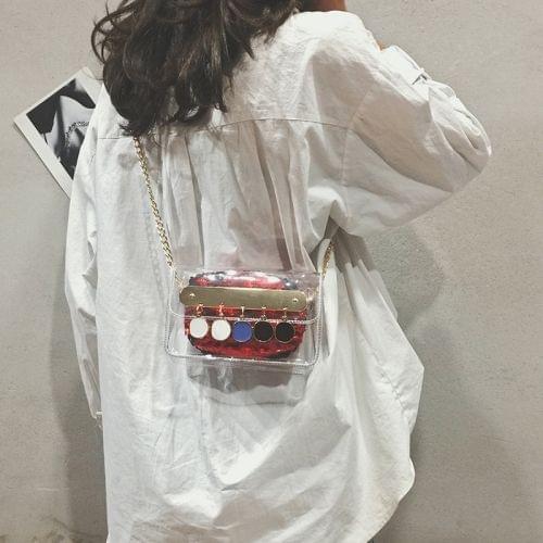 Plastics Shoulder Bag Sequins Messenger Bag Ladies Handbag Chain Bag (Red)