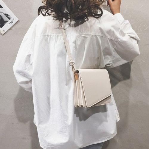 Magnetic Buckle Small Square Bag PU Leather Single Shoulder Bag Ladies Handbag Messenger Bag (White)