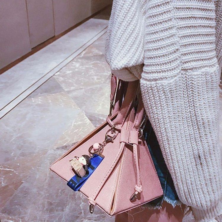 Pyramid Shaped PU Leather Single Shoulder Bag Ladies Handbag Messenger Bag (Pink)