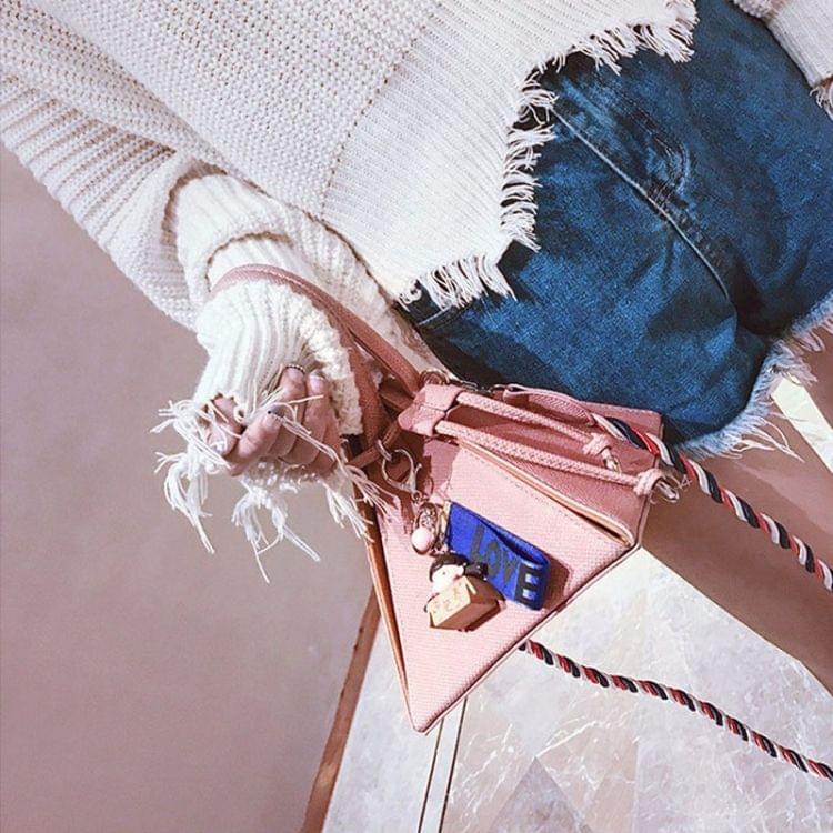 Pyramid Shaped PU Leather Single Shoulder Bag Ladies Handbag Messenger Bag (Pink)