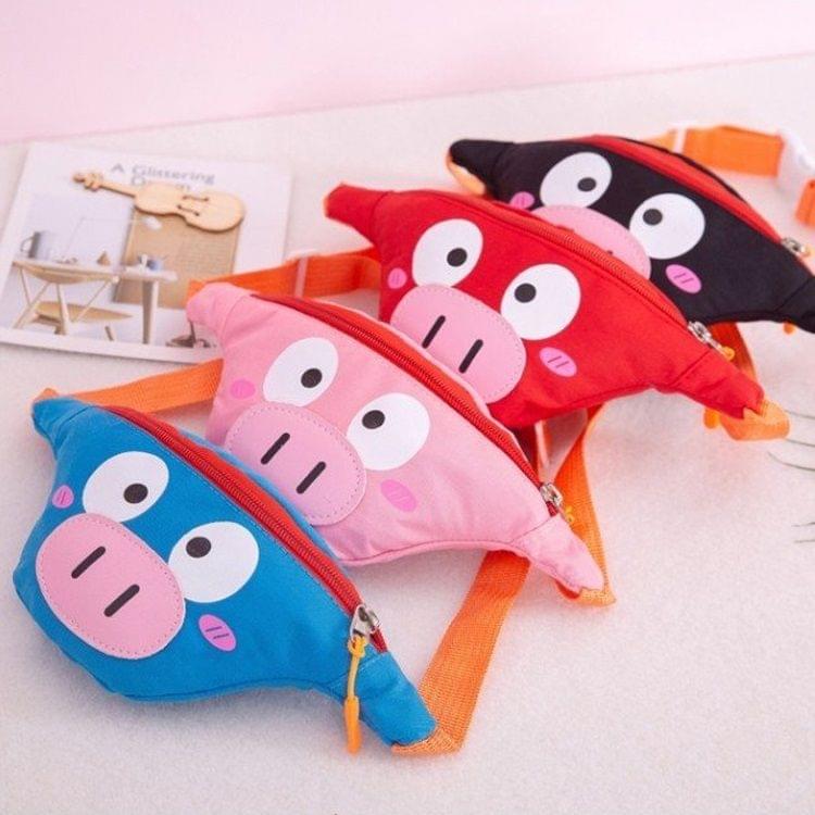 Cute Pig Oxford Cloth Single Shoulder Bag Kids Waist Chest Bag Messenger Bag (Blue)