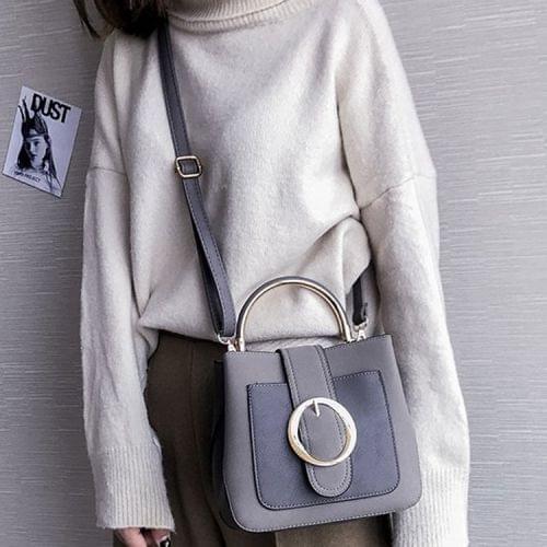 Leisure Fashion PU Leather Slant Shoulder Bag Handbag (Grey)