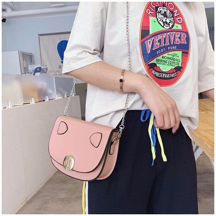 Three-dimensional Pig Casual Shoulder Bag Ladies Handbag Messenger Bag (Pink)