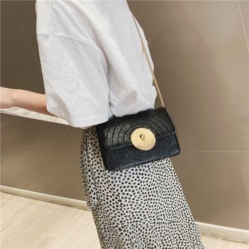 PU Leather Chain Single Shoulder Bag Ladies Handbag Messenger Bag (Black)